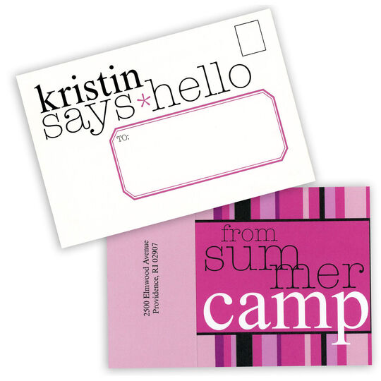 Pink Stripes Camp Seal N Send Stationery